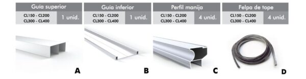 Kit Placard CL 150 en Aluminio Anodizado Natural. Grupo Euro. - Imagen 2